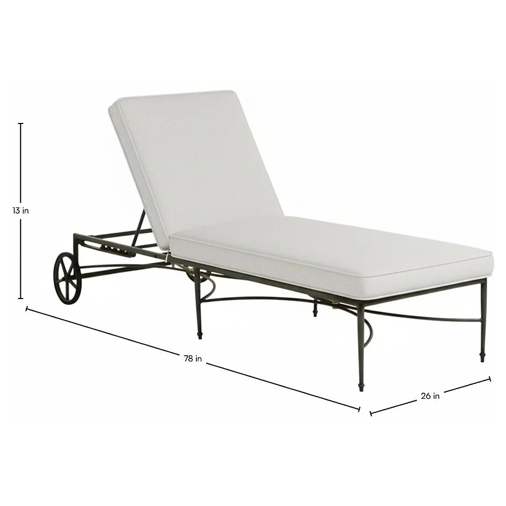 Roma Bali Pearl Upholstered Slate Grey Aluminum Outdoor Chaise Lounge|