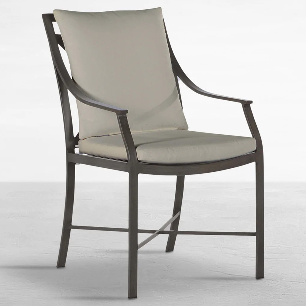 Monaco French Country Grey Sunbrella Outdoor Dining Arm Chair|