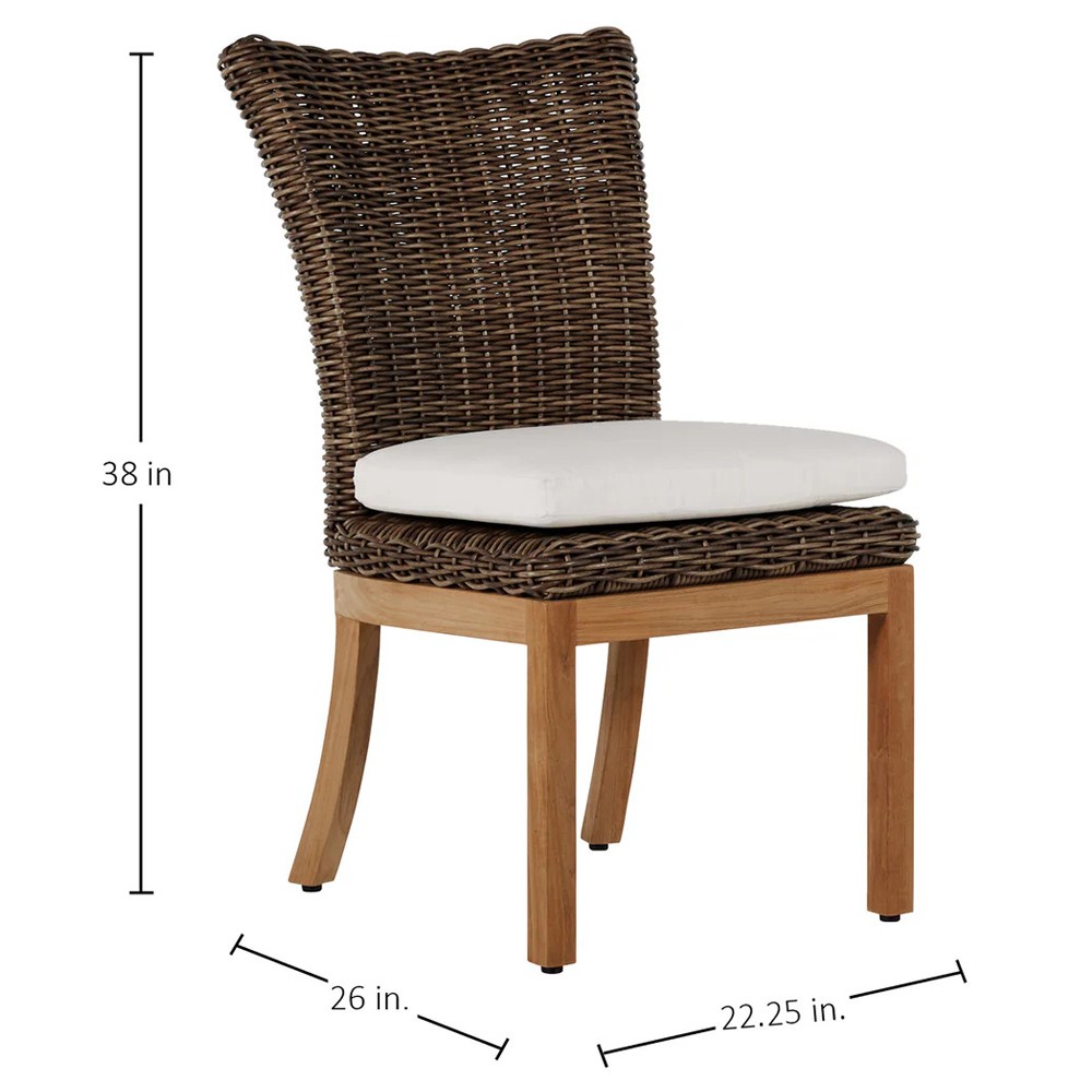 Montauk Brown Wicker Cream Upholstered Outdoor Swivel Lounge Chair|