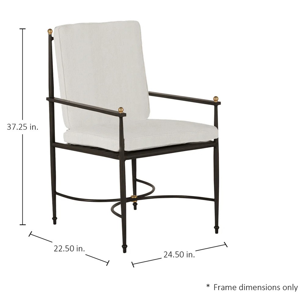 Roma Bali Pearl Upholstered Slate Grey Aluminum Outdoor Dining Arm Chair|