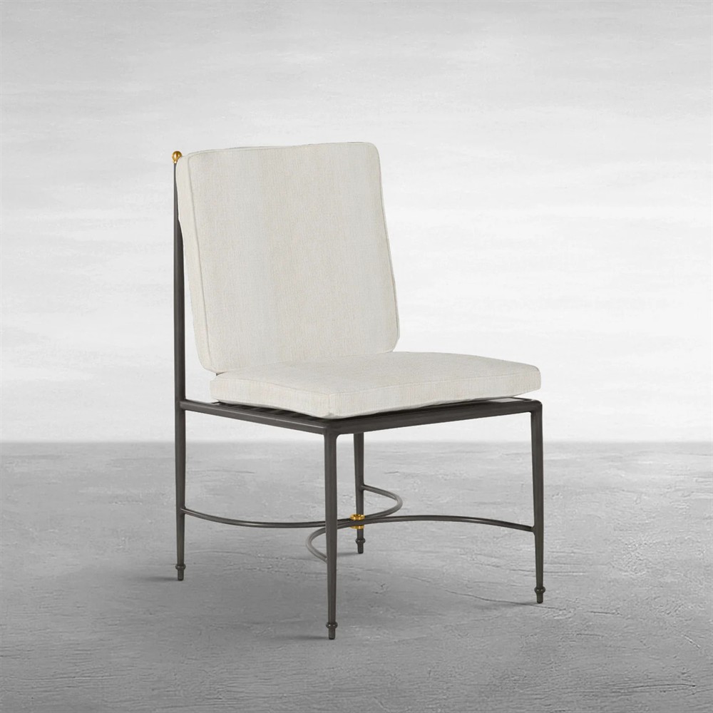 Roma Bali Pearl Upholstered Slate Grey Aluminum Outdoor Dining Chair|