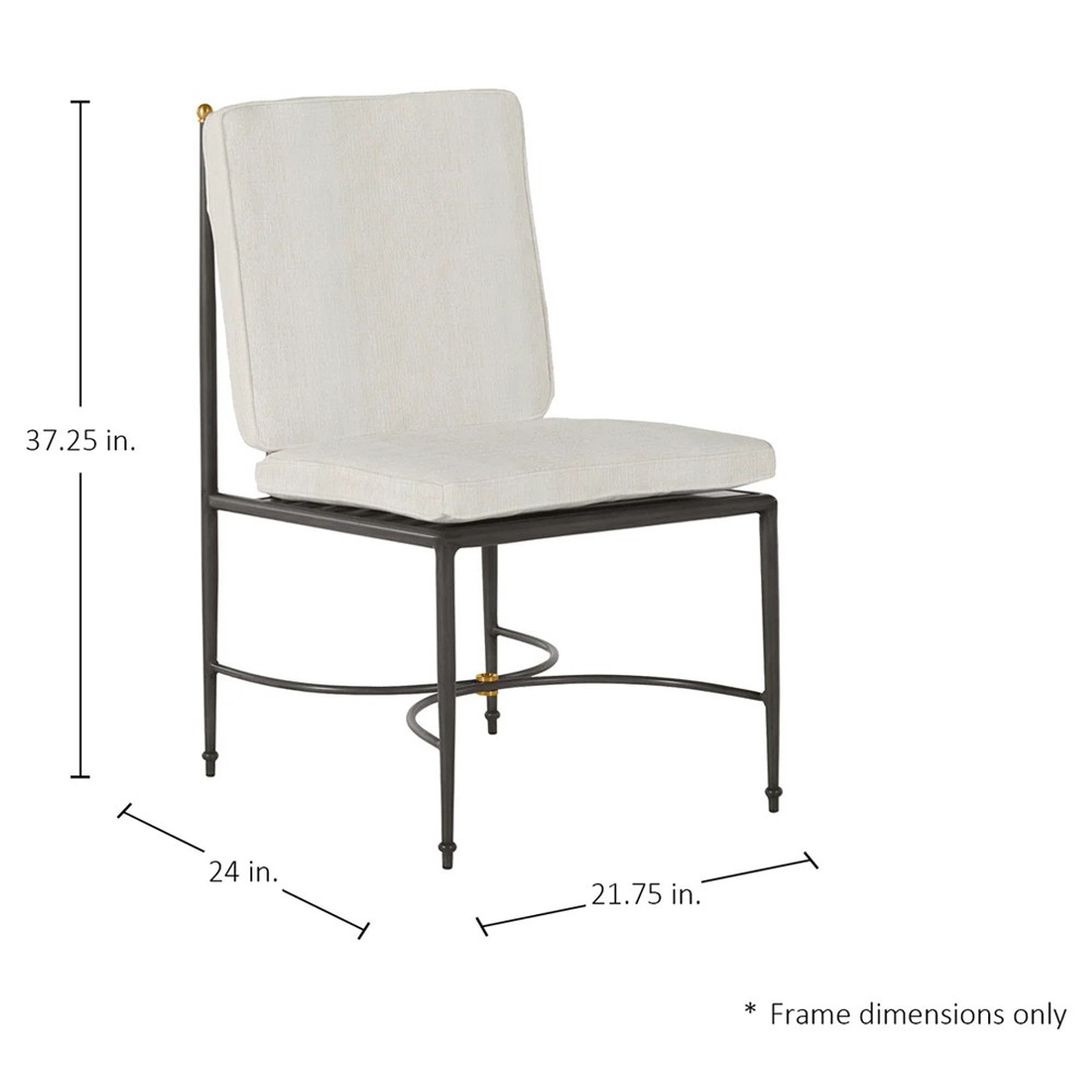 Roma Bali Pearl Upholstered Slate Grey Aluminum Outdoor Dining Chair|