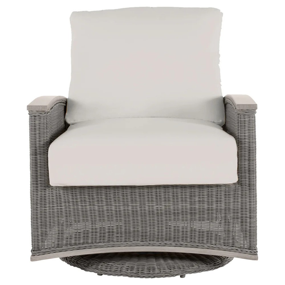 Astoria Cream Upholstered Oyster Aluminum Wicker Outdoor Lounge Chair|