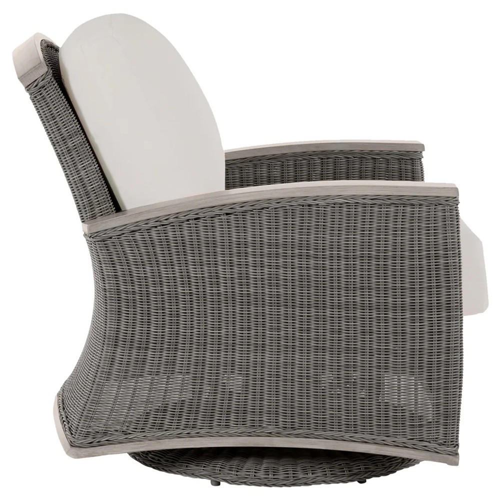Astoria Cream Upholstered Oyster Aluminum Wicker Outdoor Lounge Chair|