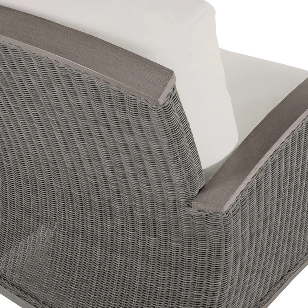 Astoria Cream Upholstered Oyster Aluminum Wicker Outdoor Lounge Chair|