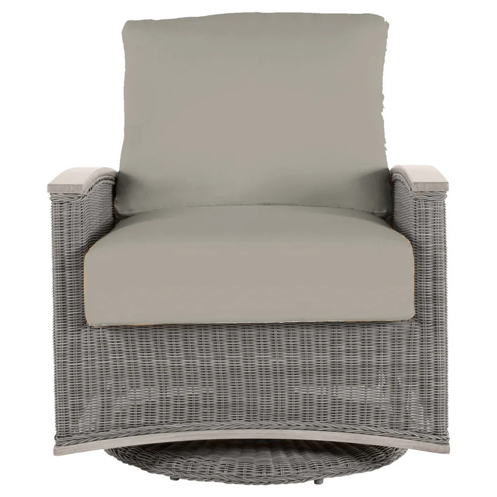 Astoria Grey Sunbrella Oyster Aluminum Wicker Outdoor Lounge Chair|