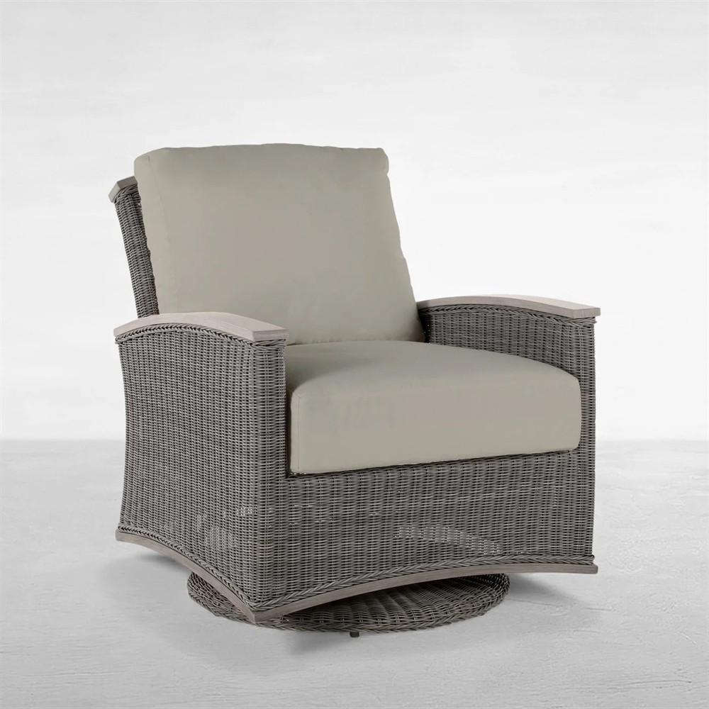 Astoria Grey Sunbrella Oyster Aluminum Wicker Outdoor Lounge Chair|