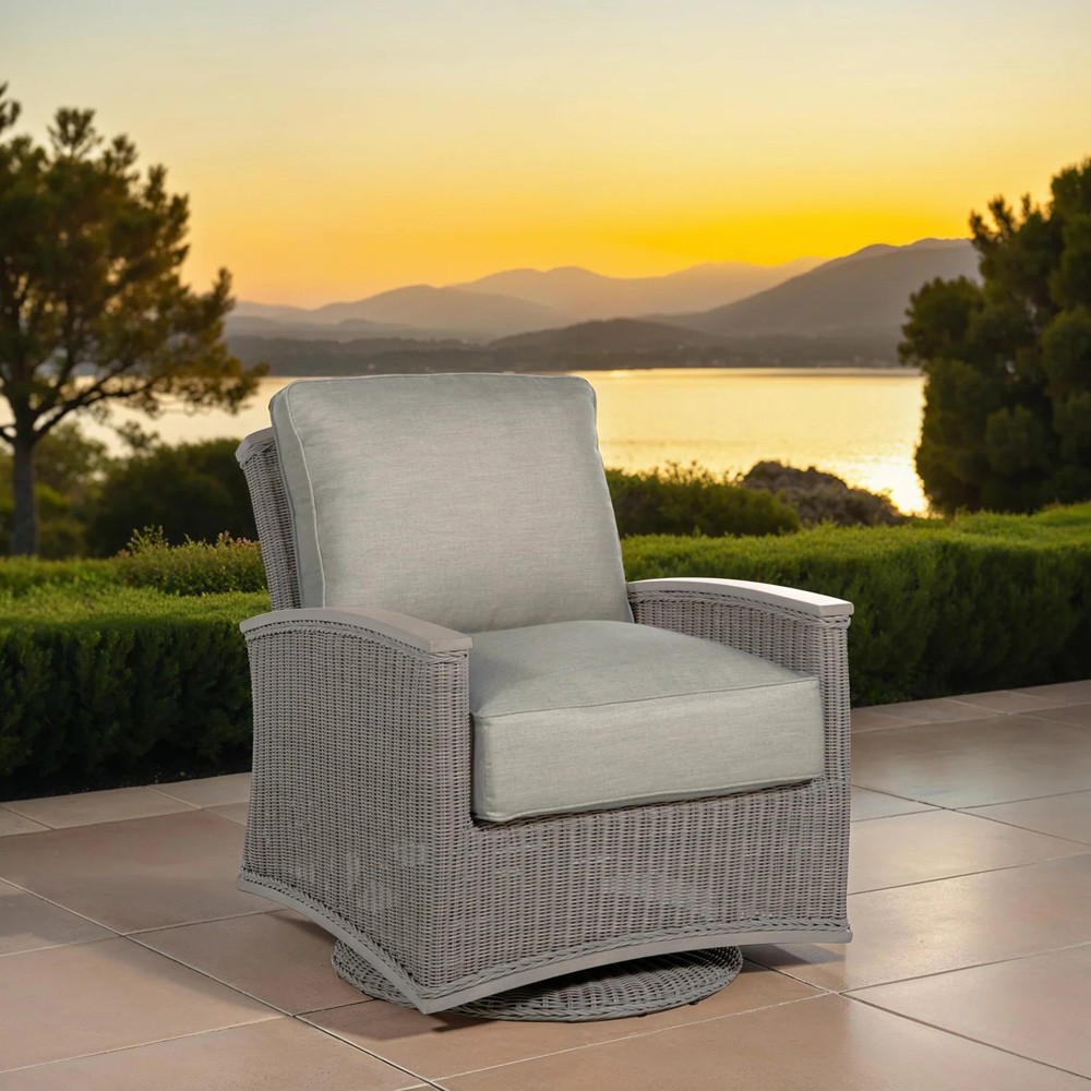 Astoria Grey Sunbrella Oyster Aluminum Wicker Outdoor Lounge Chair|