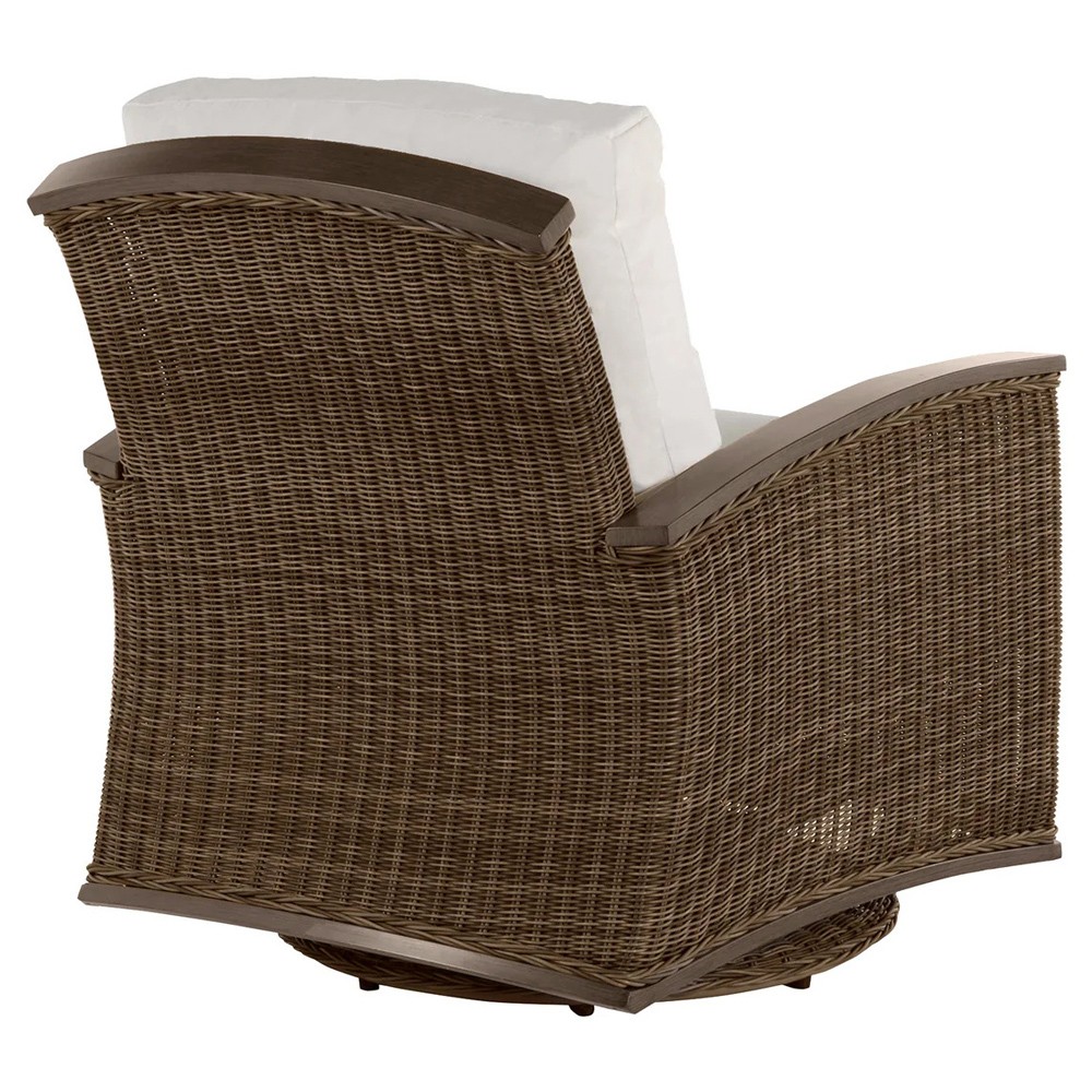 Astoria Cream Upholstered Brown Aluminum Wicker Outdoor Lounge Chair|