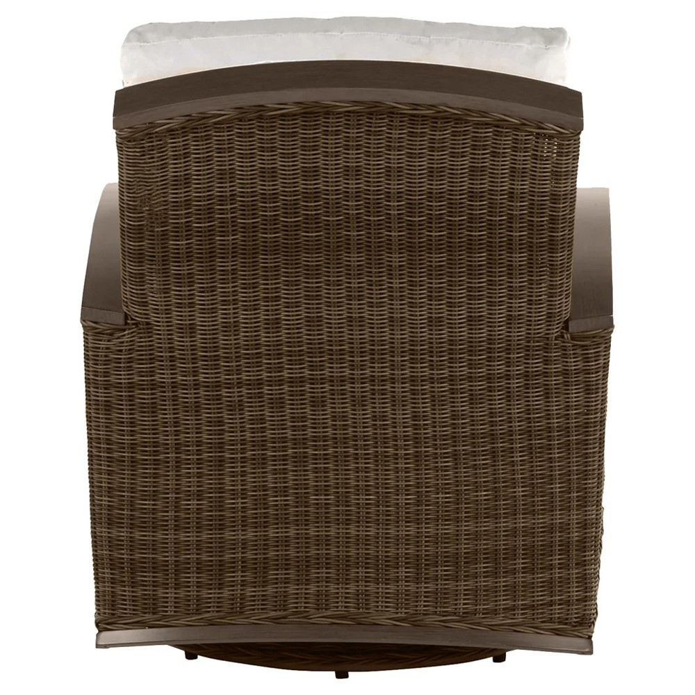Astoria Cream Upholstered Brown Aluminum Wicker Outdoor Lounge Chair|