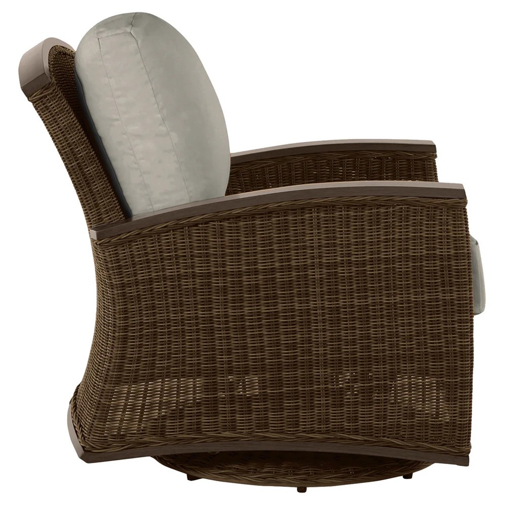 Astoria Grey Sunbrella Brown Aluminum Wicker Outdoor Lounge Chair|