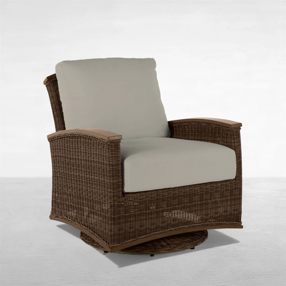 Astoria Grey Sunbrella Brown Aluminum Wicker Outdoor Lounge Chair|