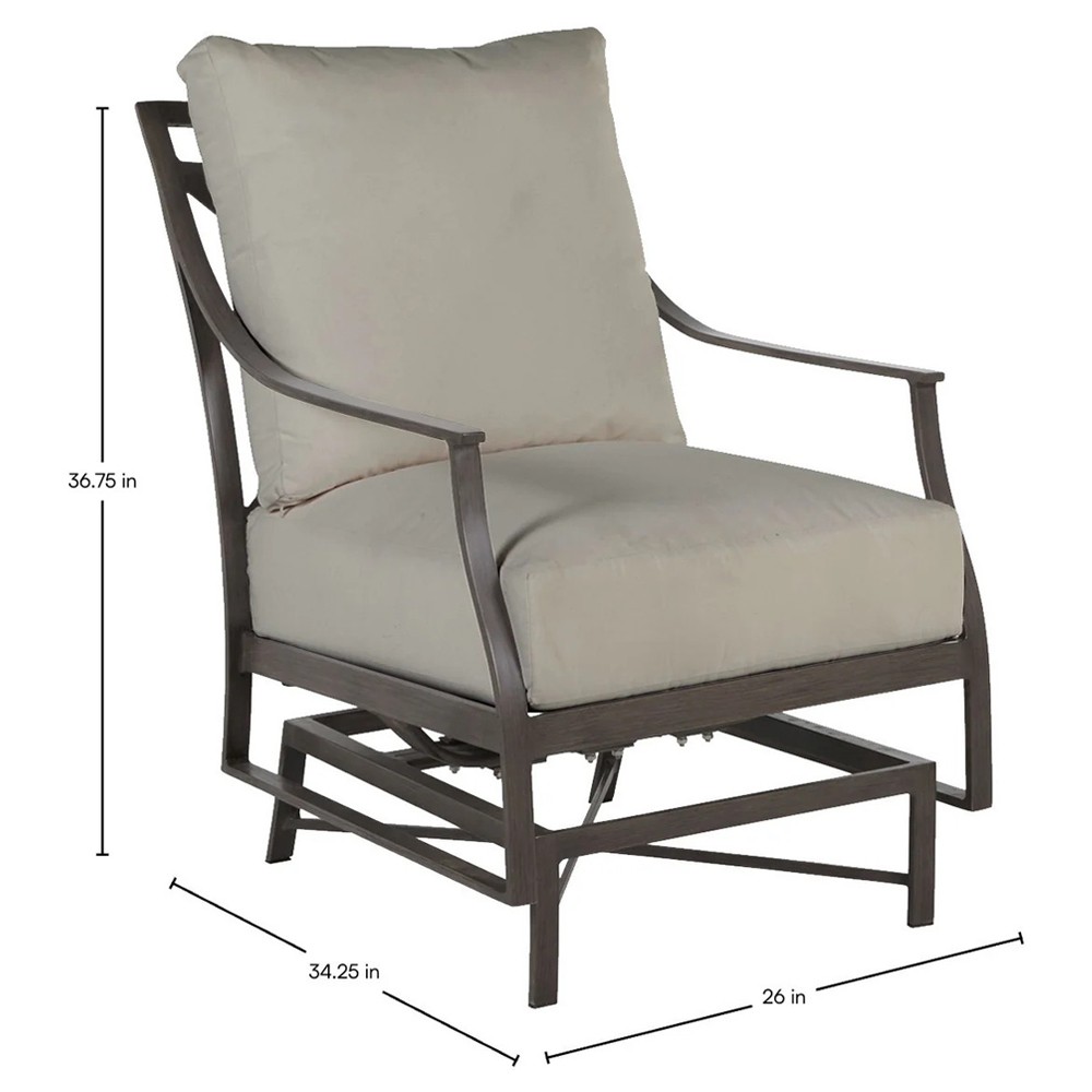 Monaco French Country Grey Sunbrella Spring Outdoor Lounge Chair|