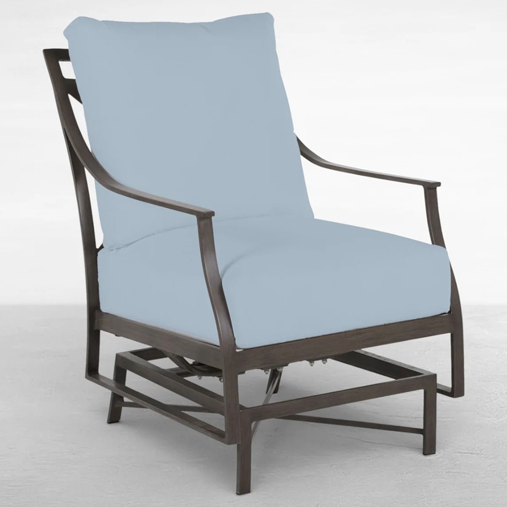 Monaco French Country Blue Sunbrella Spring Outdoor Lounge Chair|