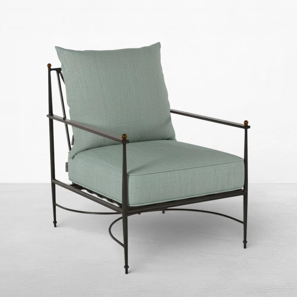 Roma Cast Mist Sunbrella Slate Grey Aluminum Outdoor Lounge Chair|