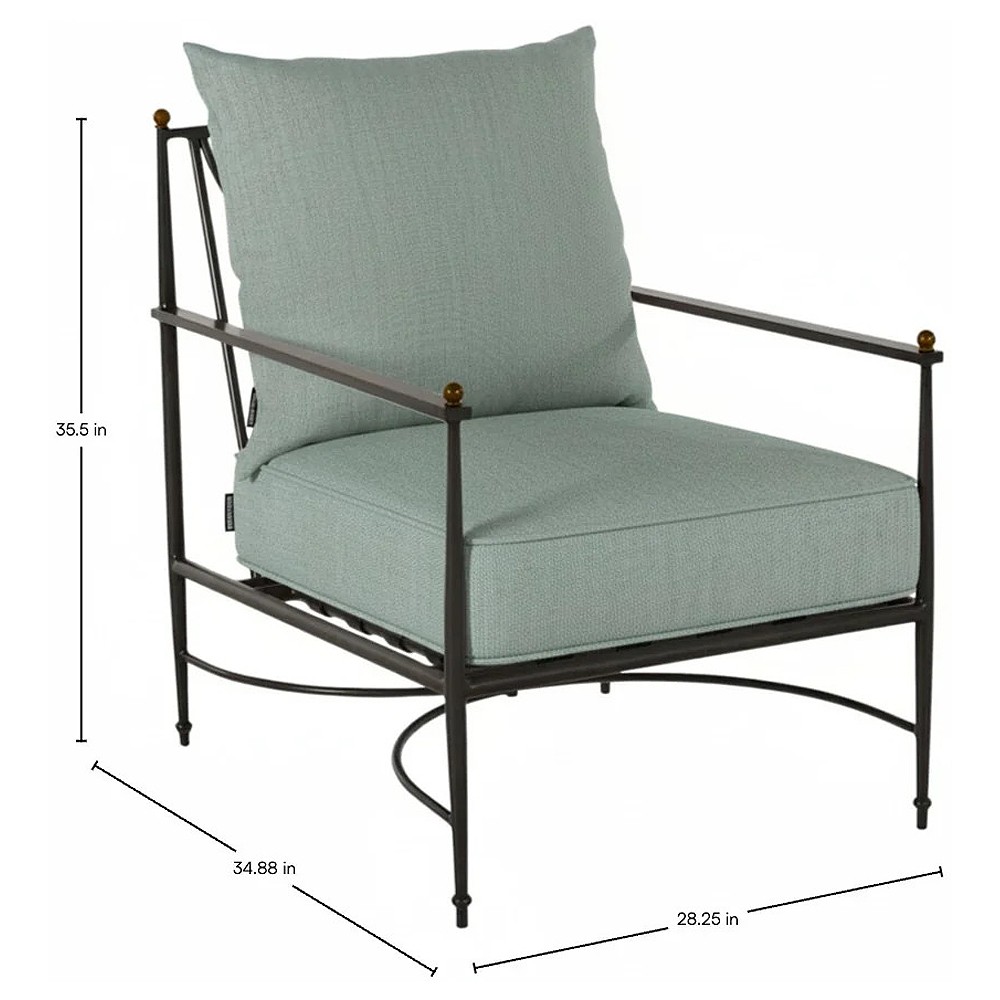 Roma Cast Mist Sunbrella Slate Grey Aluminum Outdoor Lounge Chair|