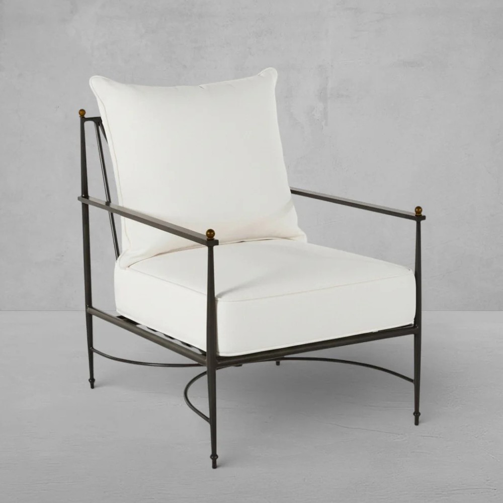 Roma Bali Pearl Upholstered Slate Grey Aluminum Outdoor Lounge Chair|