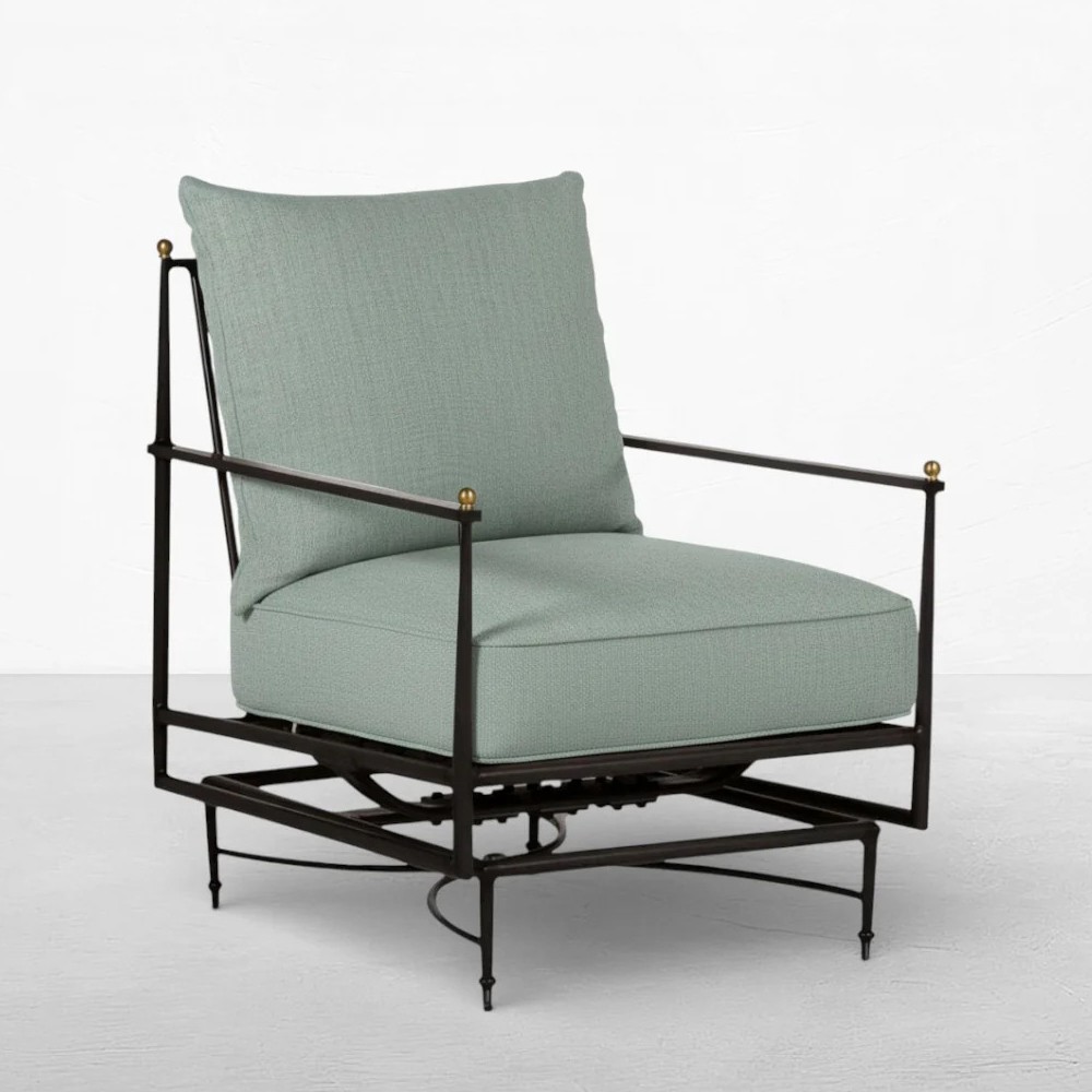 Roma Cast Mist Sunbrella Slate Grey Aluminum Outdoor Spring Lounge Chair|