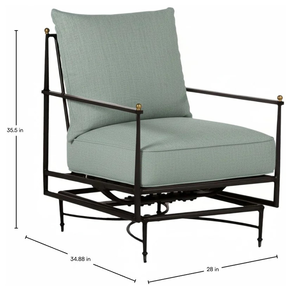 Roma Cast Mist Sunbrella Slate Grey Aluminum Outdoor Spring Lounge Chair|