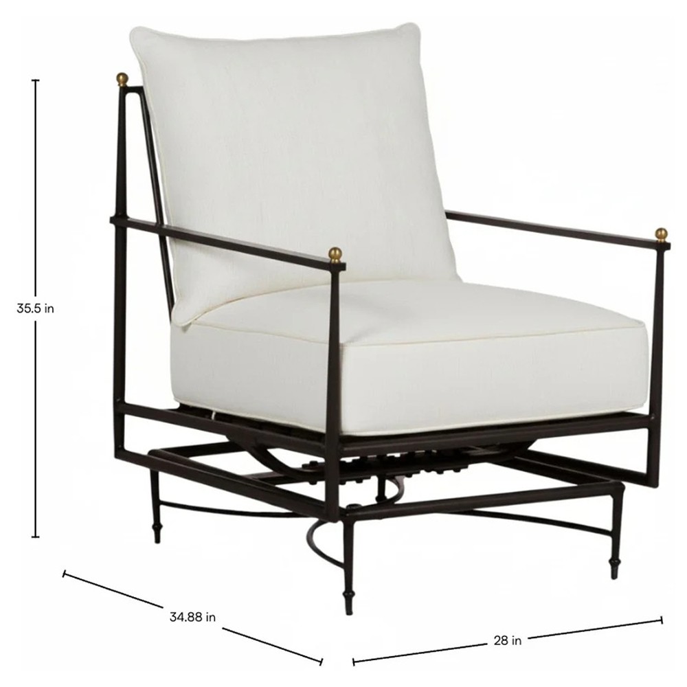Roma Bali Pearl Upholstered Slate Grey Aluminum Outdoor Spring Lounge Chair|