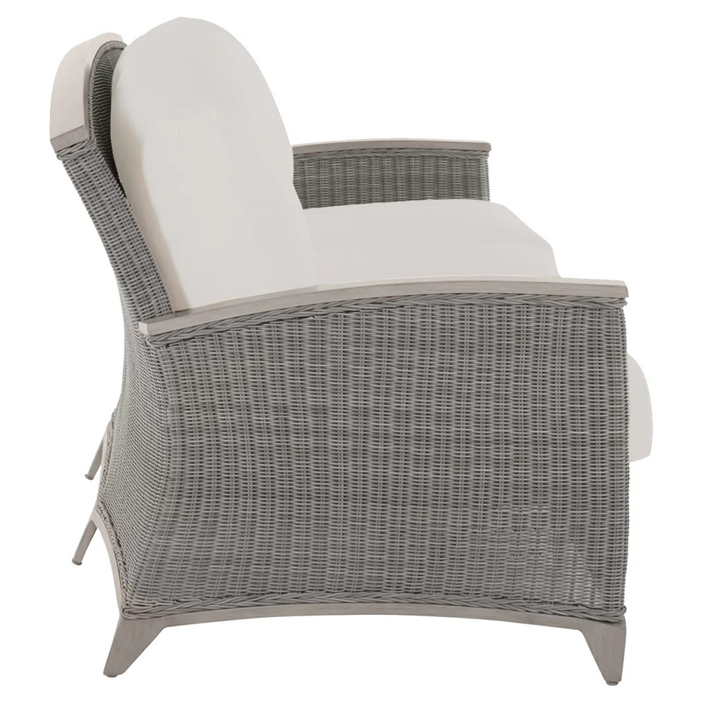 Astoria Cream Upholstered Oyster Aluminum Wicker Outdoor Sofa - 85"|