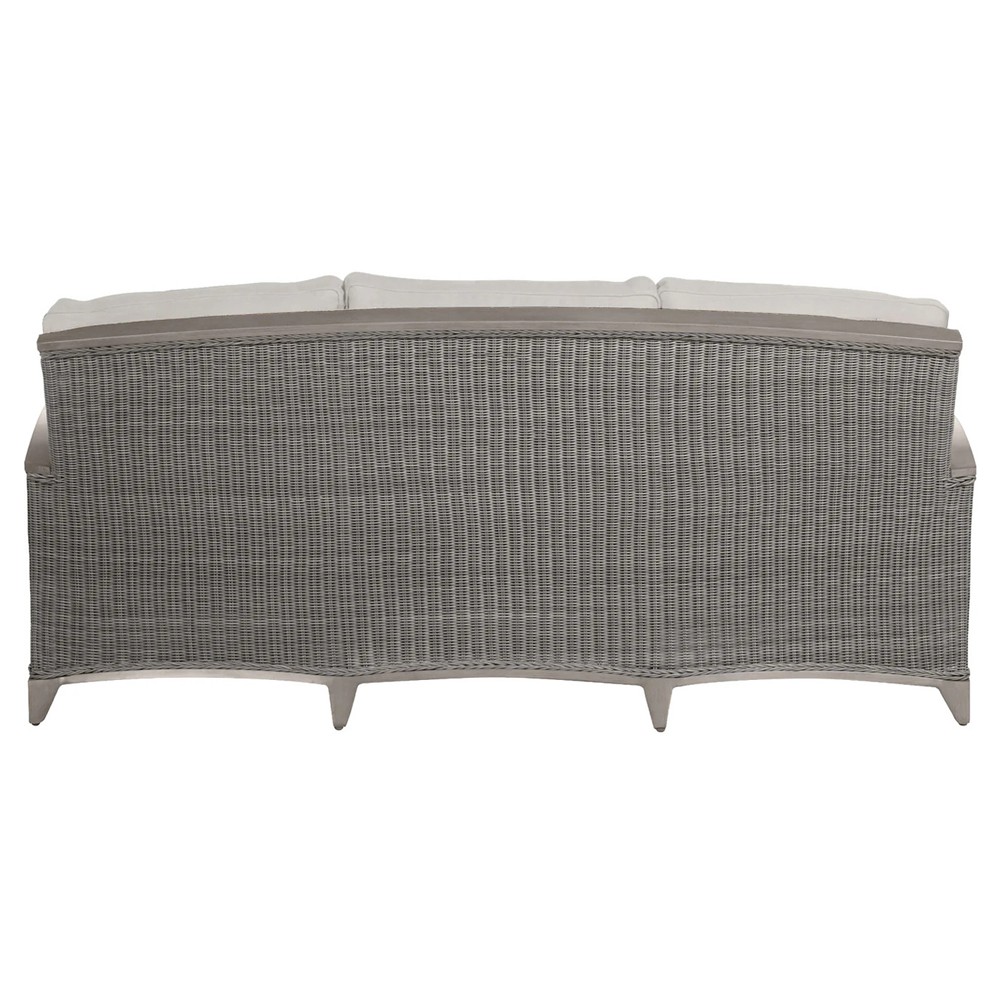 Astoria Cream Upholstered Oyster Aluminum Wicker Outdoor Sofa - 85"|