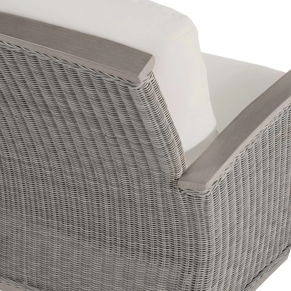 Astoria Cream Upholstered Oyster Aluminum Wicker Outdoor Sofa - 85"|