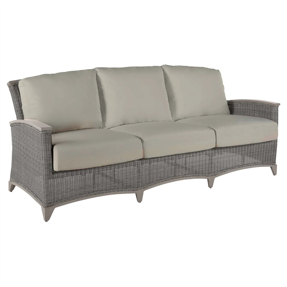 Astoria Grey Sunbrella Oyster Aluminum Wicker Outdoor Sofa - 85"|