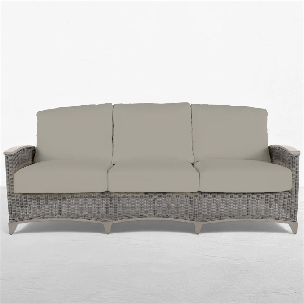Astoria Grey Sunbrella Oyster Aluminum Wicker Outdoor Sofa - 85"|