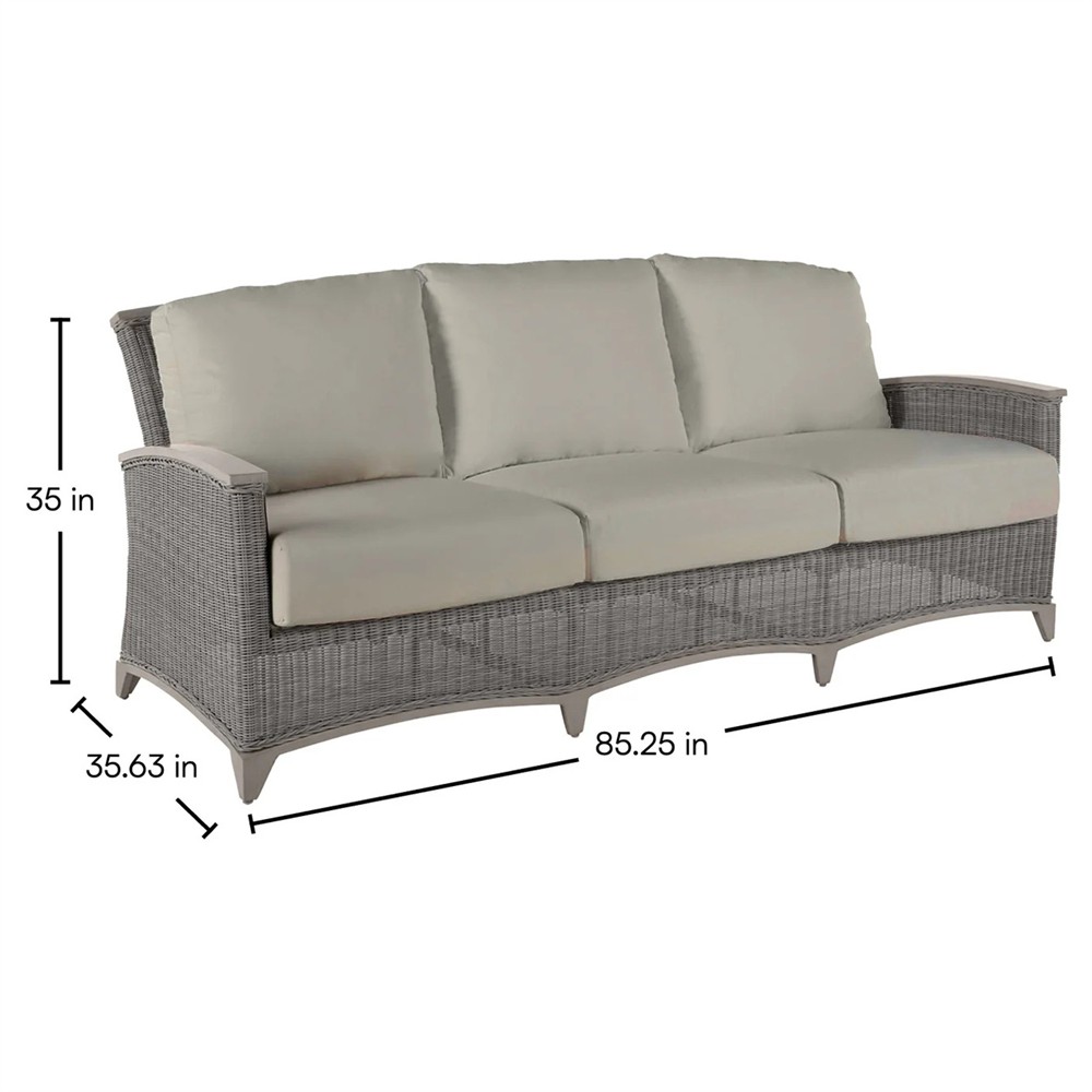 Astoria Grey Sunbrella Oyster Aluminum Wicker Outdoor Sofa - 85"|
