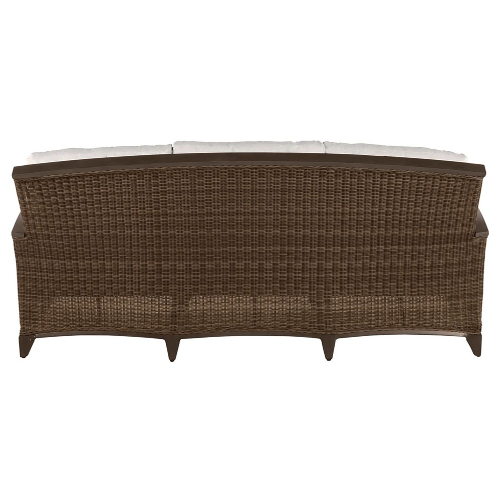 Astoria Cream Upholstered Brown Aluminum Wicker Outdoor Sofa - 85"|