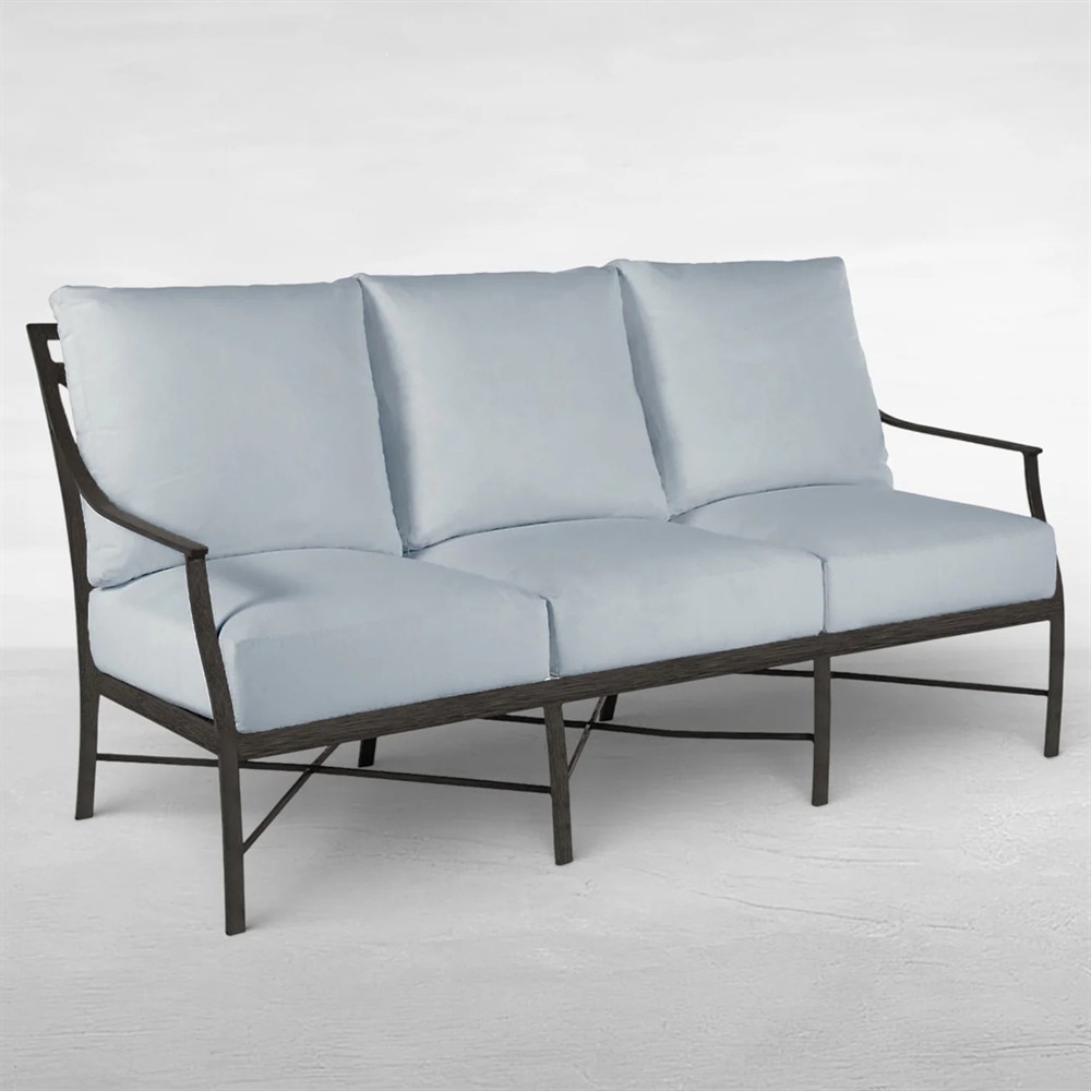 Monaco French Country Blue Sunbrella Outdoor Sofa - 75"|