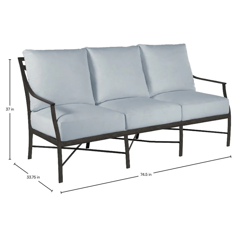 Monaco French Country Blue Sunbrella Outdoor Sofa - 75"|