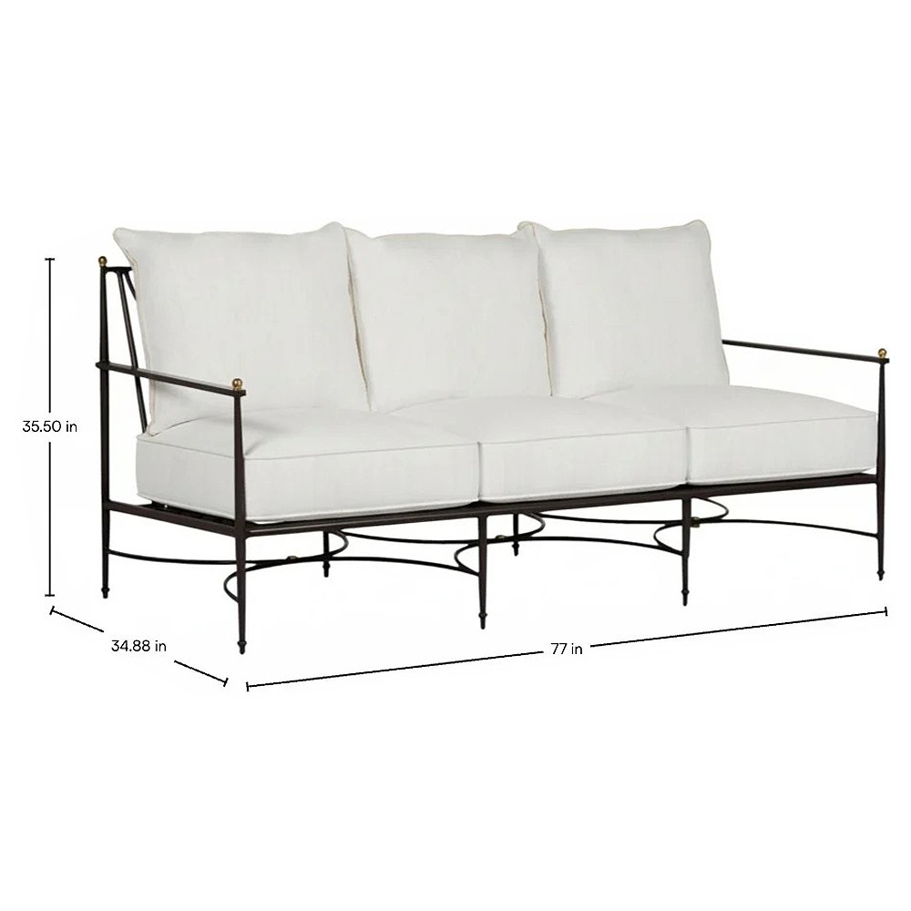 Roma Bali Pearl Upholstered Slate Grey Aluminum Outdoor Sofa - 77"|