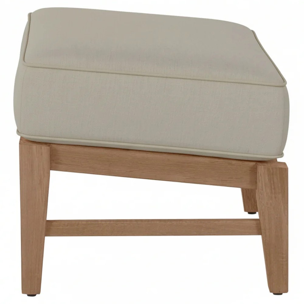 Croquet Coastal Grey Sunbrella Natural Teak Outdoor Ottoman|