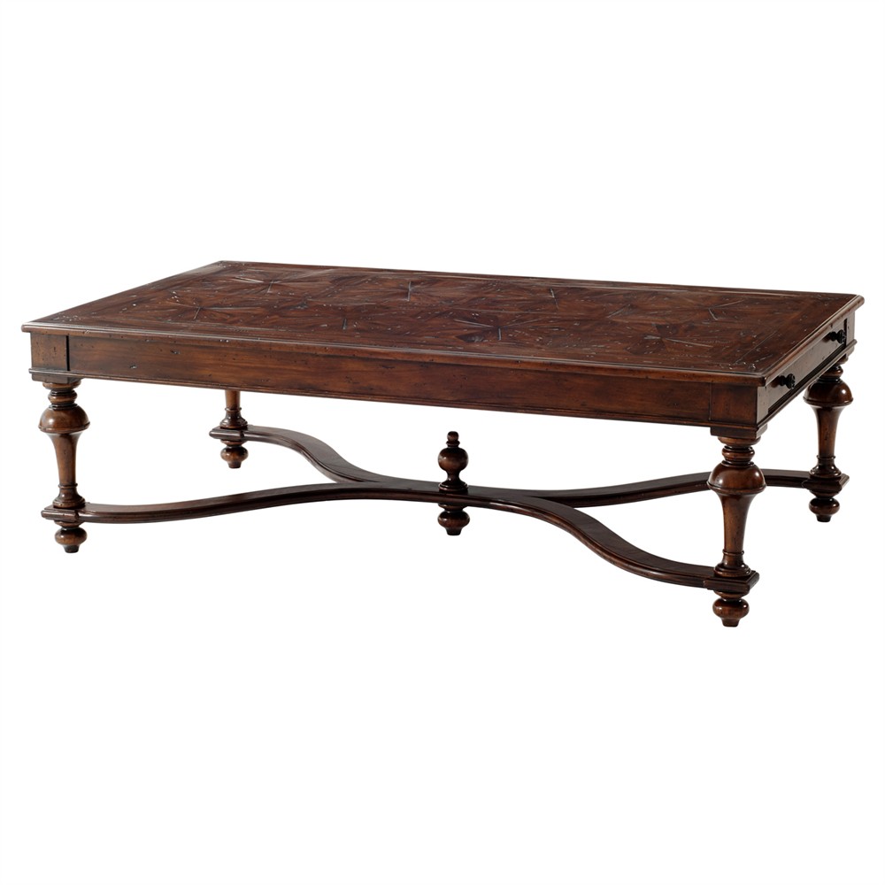 Lyon Updated Traditional Brown Wood Rectangular Storage Coffee Table|