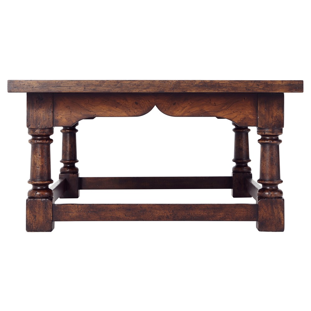 Agustin Updated Traditional Brown Oak Rectangular Coffee Table|