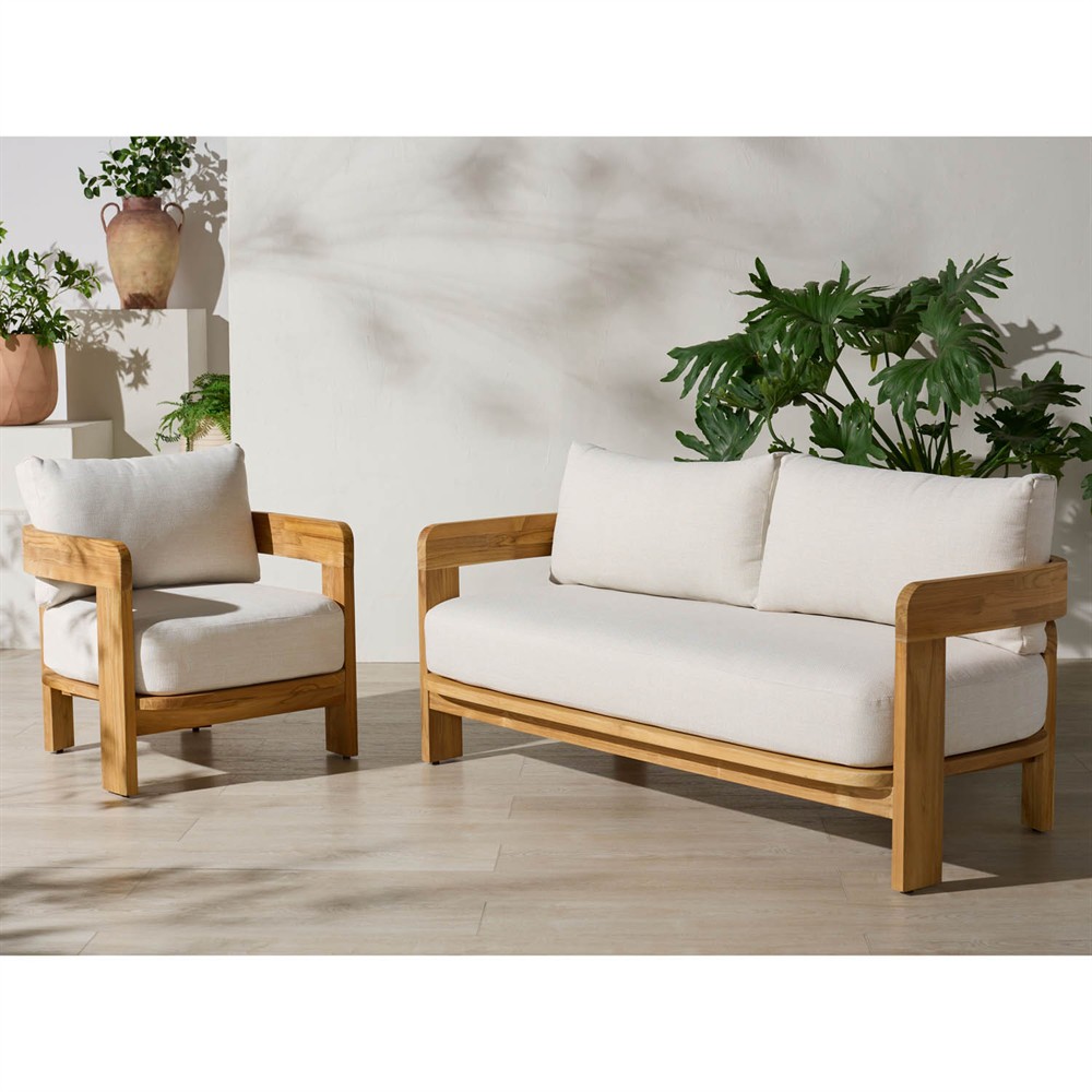 Thiago Modern Classic Natural Teak Wood Outdoor Arm Chair|