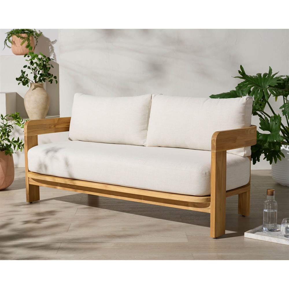 Thiago Modern Classic Natural Teak Wood Outdoor Sofa - 70"|