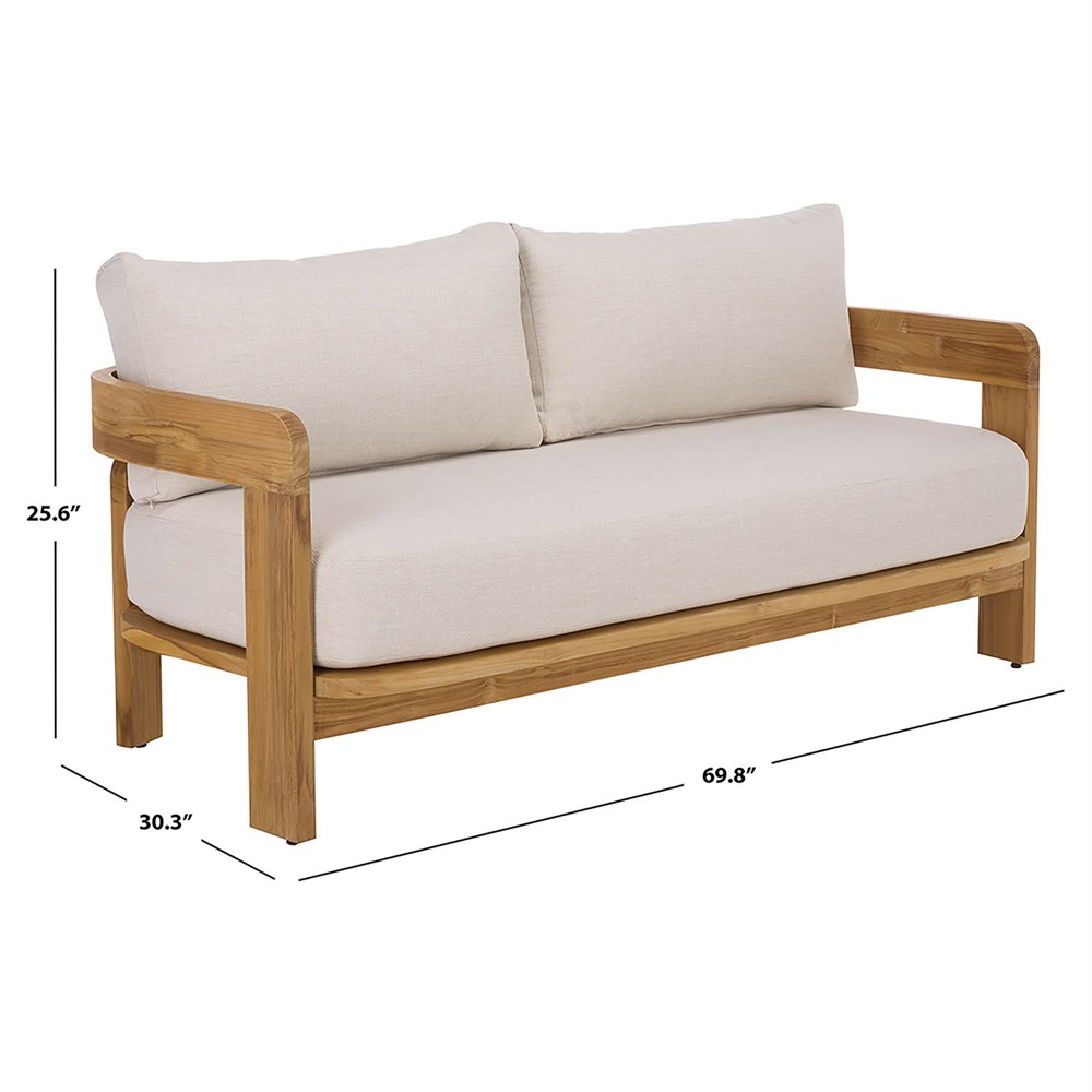 Thiago Modern Classic Natural Teak Wood Outdoor Sofa - 70"|