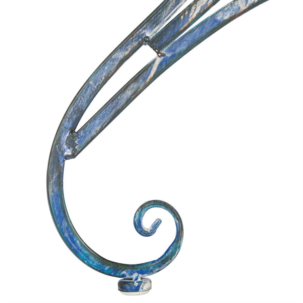 Alessia French Country Antique Blue Iron Demilune Outdoor Console Table|