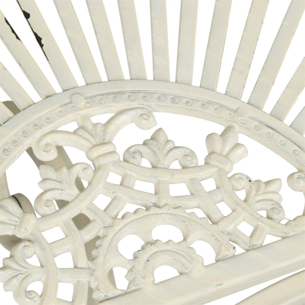 Alessia French Country Antique White Iron Demilune Outdoor Console Table|