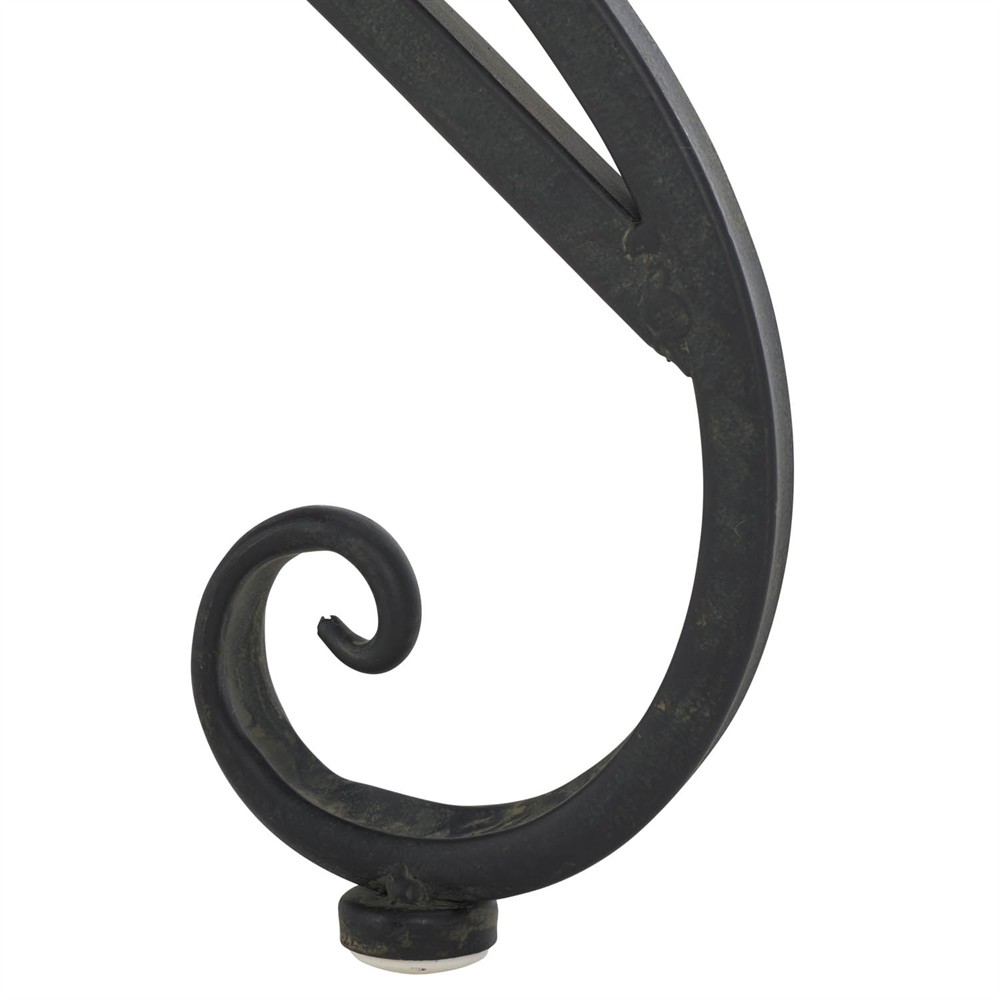 Alessia French Country Black Iron Demilune Outdoor Console Table|