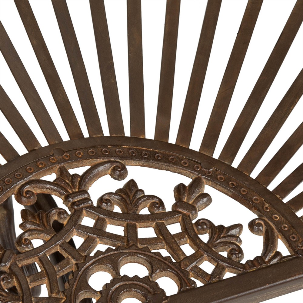 Alessia French Country Rustic Brown Iron Demilune Outdoor Console Table|