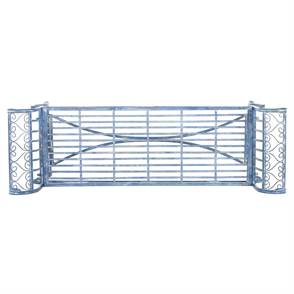 Althea French Country Antique Blue Iron Outdoor Garden Bench|