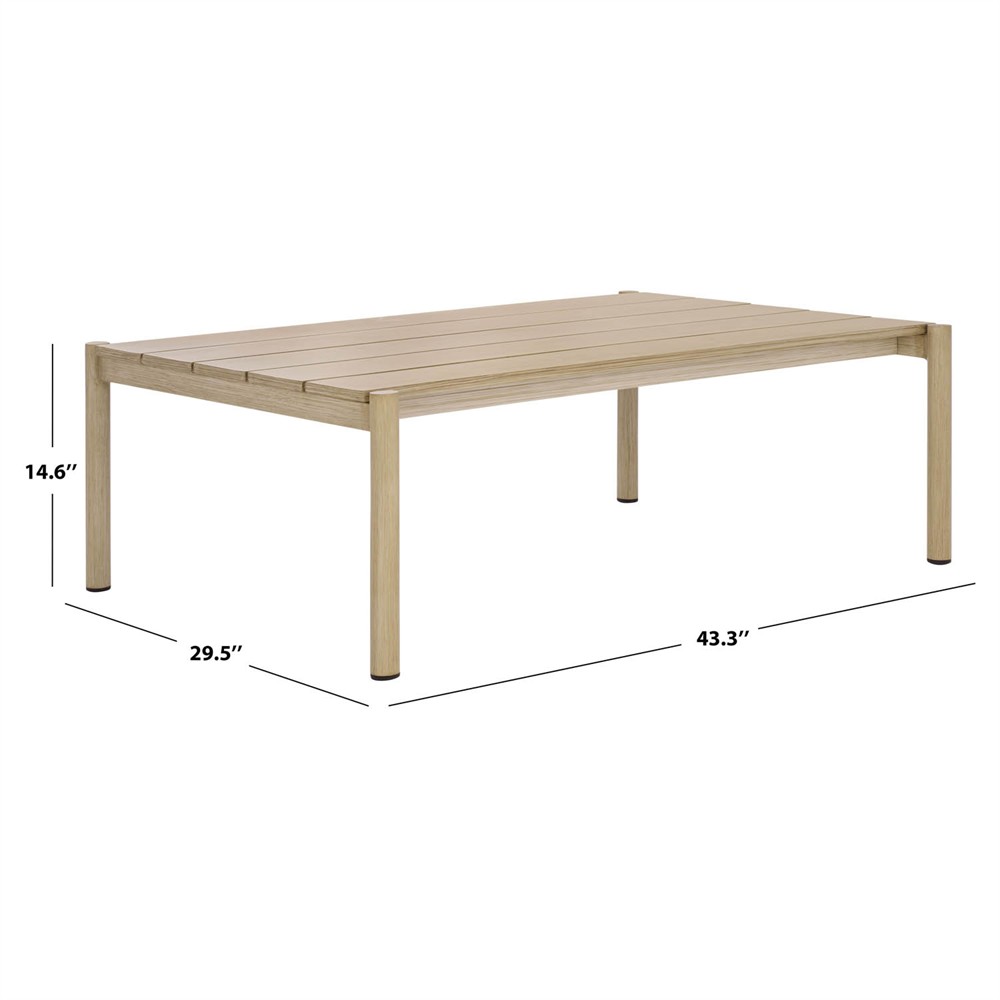 Darla Coastal Beach Natural Wood Rectangular Outdoor Coffee Table|