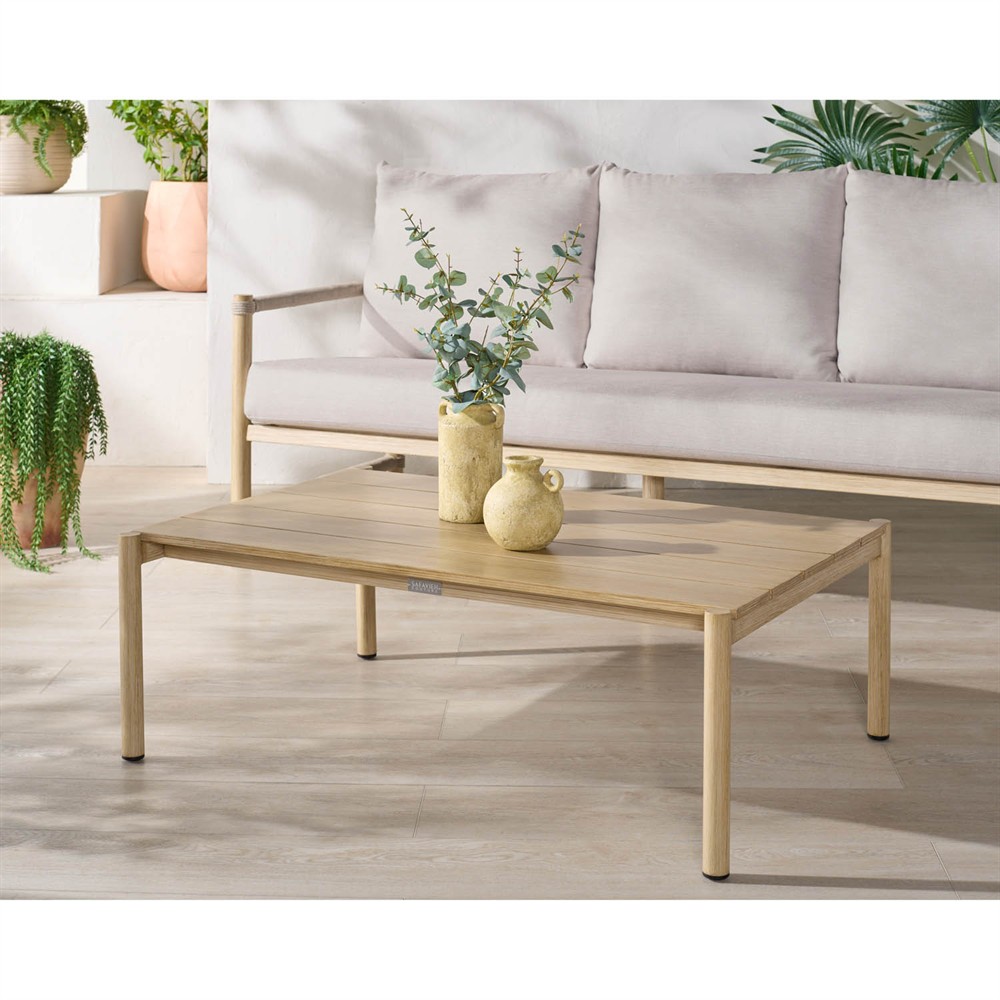 Darla Coastal Beach Natural Wood Rectangular Outdoor Coffee Table|