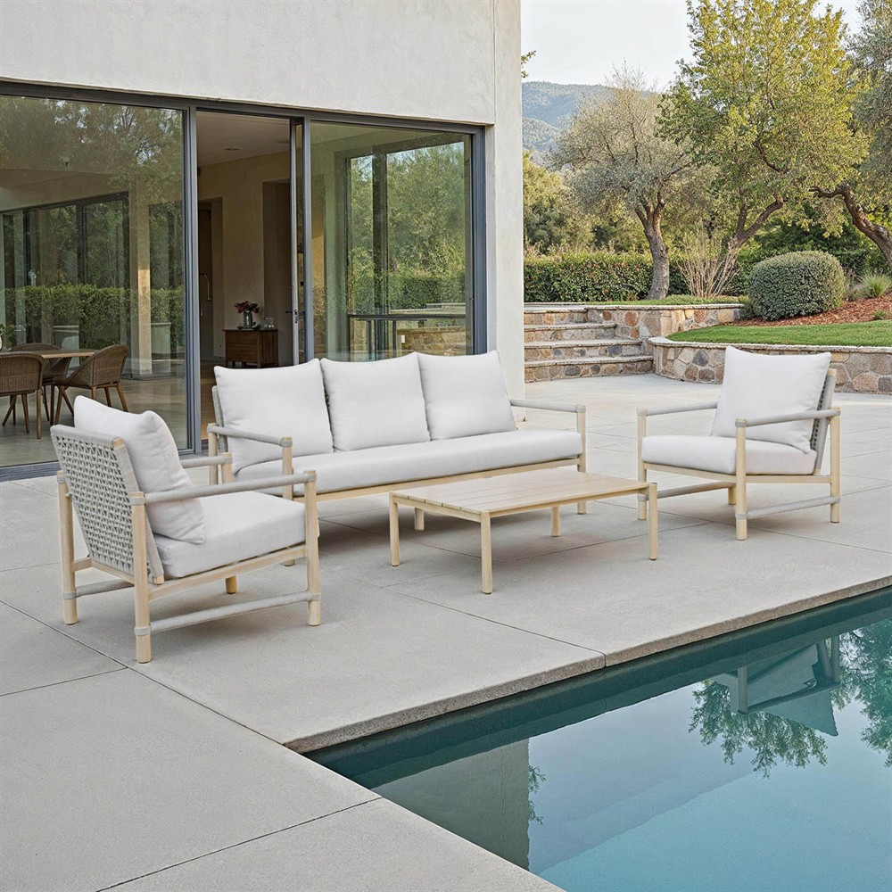 Darla Coastal Beach Natural Wood Rectangular Outdoor Coffee Table|