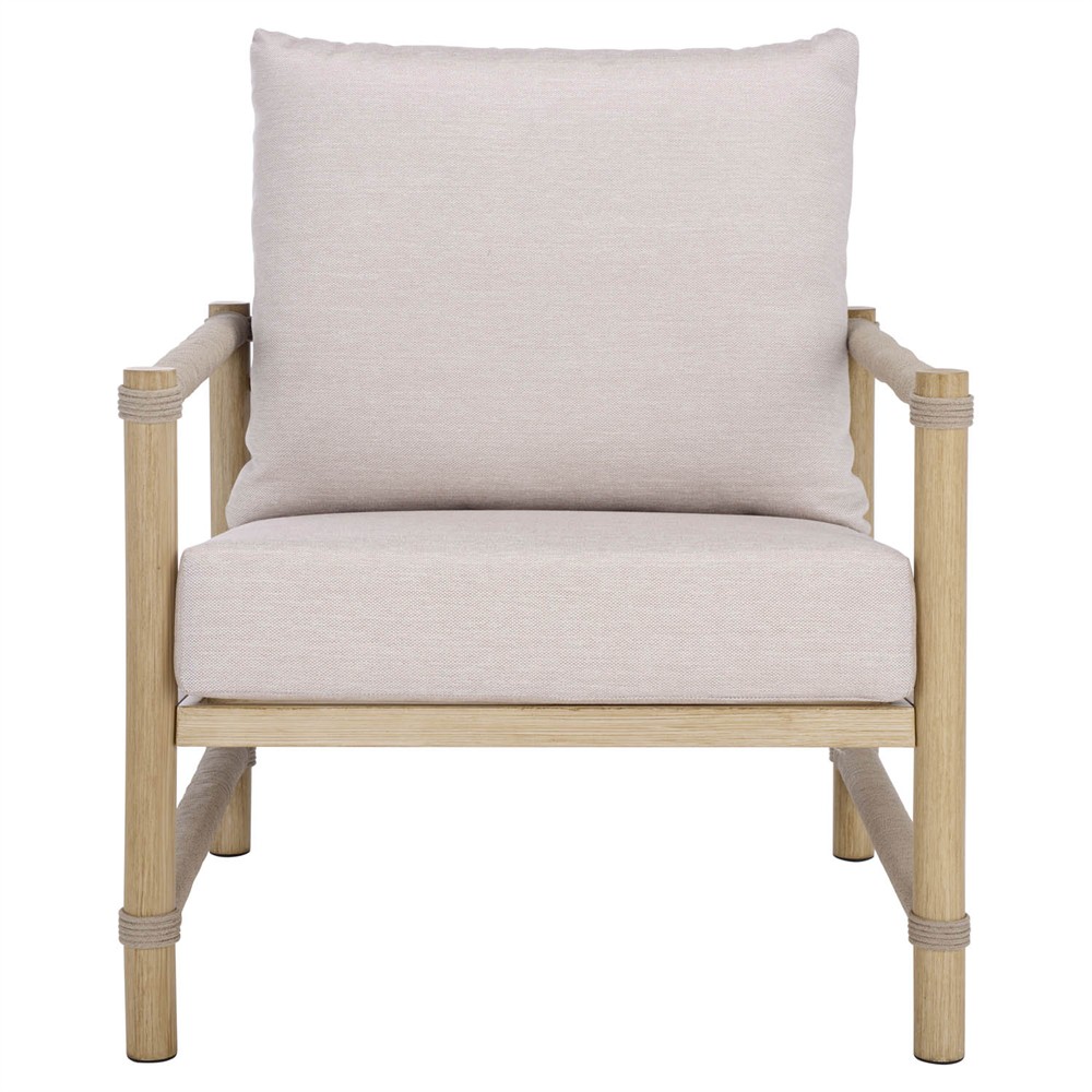 Darla Coastal Beach Grey Woven Outdoor Patio Arm Chair|