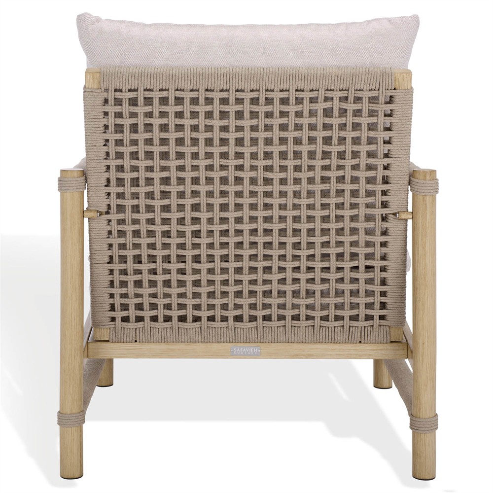 Darla Coastal Beach Grey Woven Outdoor Patio Arm Chair|